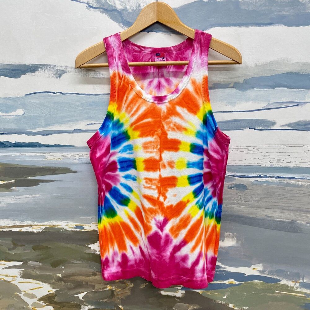 VTG Tie Dye Tank Top XL Womens Tank Top Cotton  XL Tie Dye Tank Top USA MDM XL